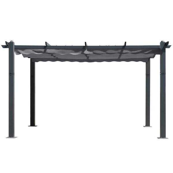 Veikous 10′ Aluminum Outdoor Patio Pergola with Retractable Canopy - Image 2