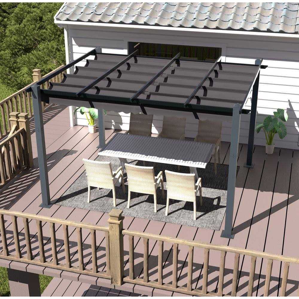 Veikous 10′ Aluminum Outdoor Patio Pergola with Retractable Canopy - Image 3