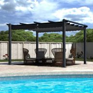 Veikous 10′ Aluminum Outdoor Patio Pergola with Retractable Canopy