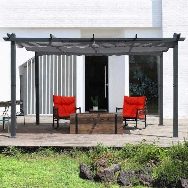 Veikous 10′ Aluminum Outdoor Patio Pergola with Retractable Canopy - Image 2