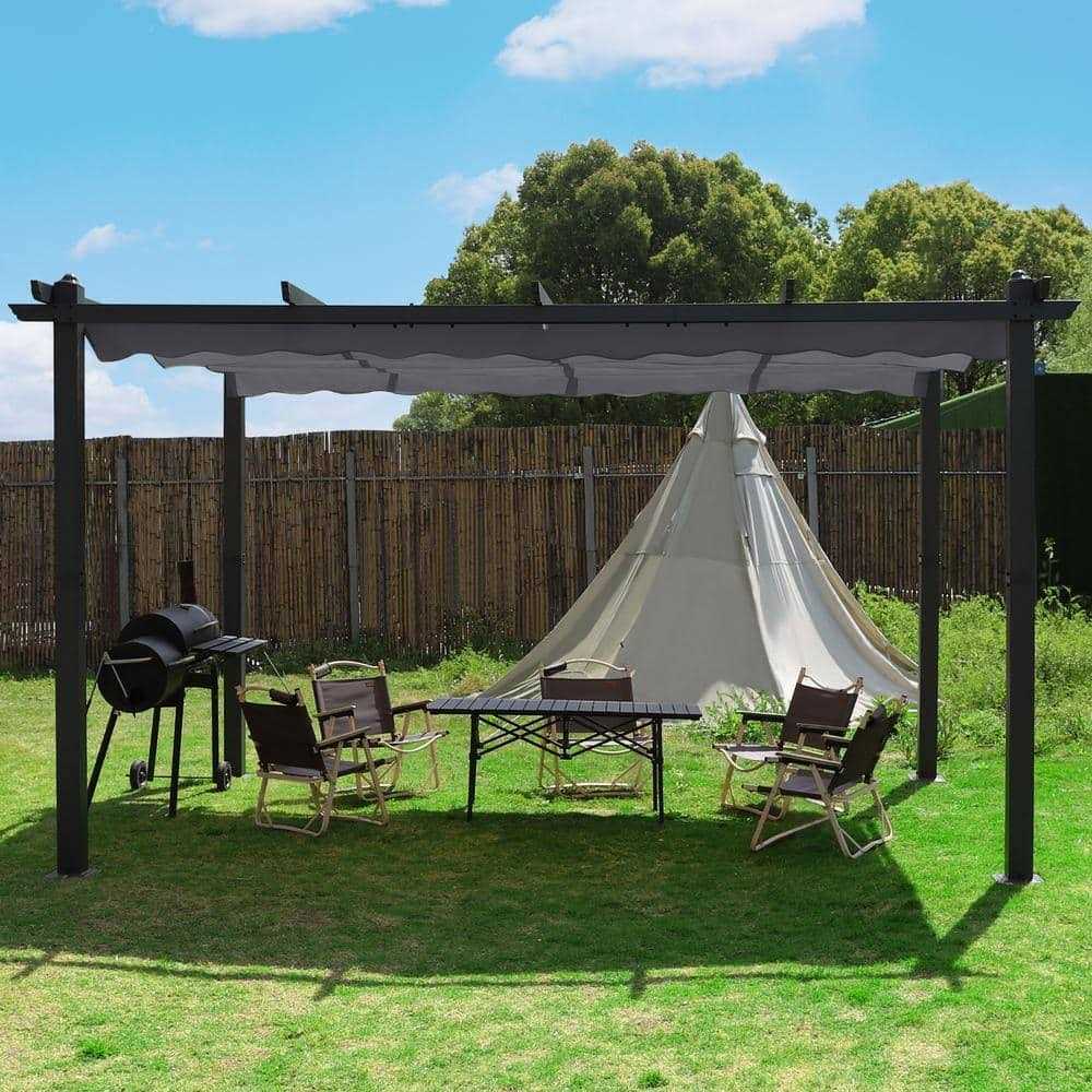 Veikous 10′ Aluminum Outdoor Patio Pergola with Retractable Canopy - Image 5