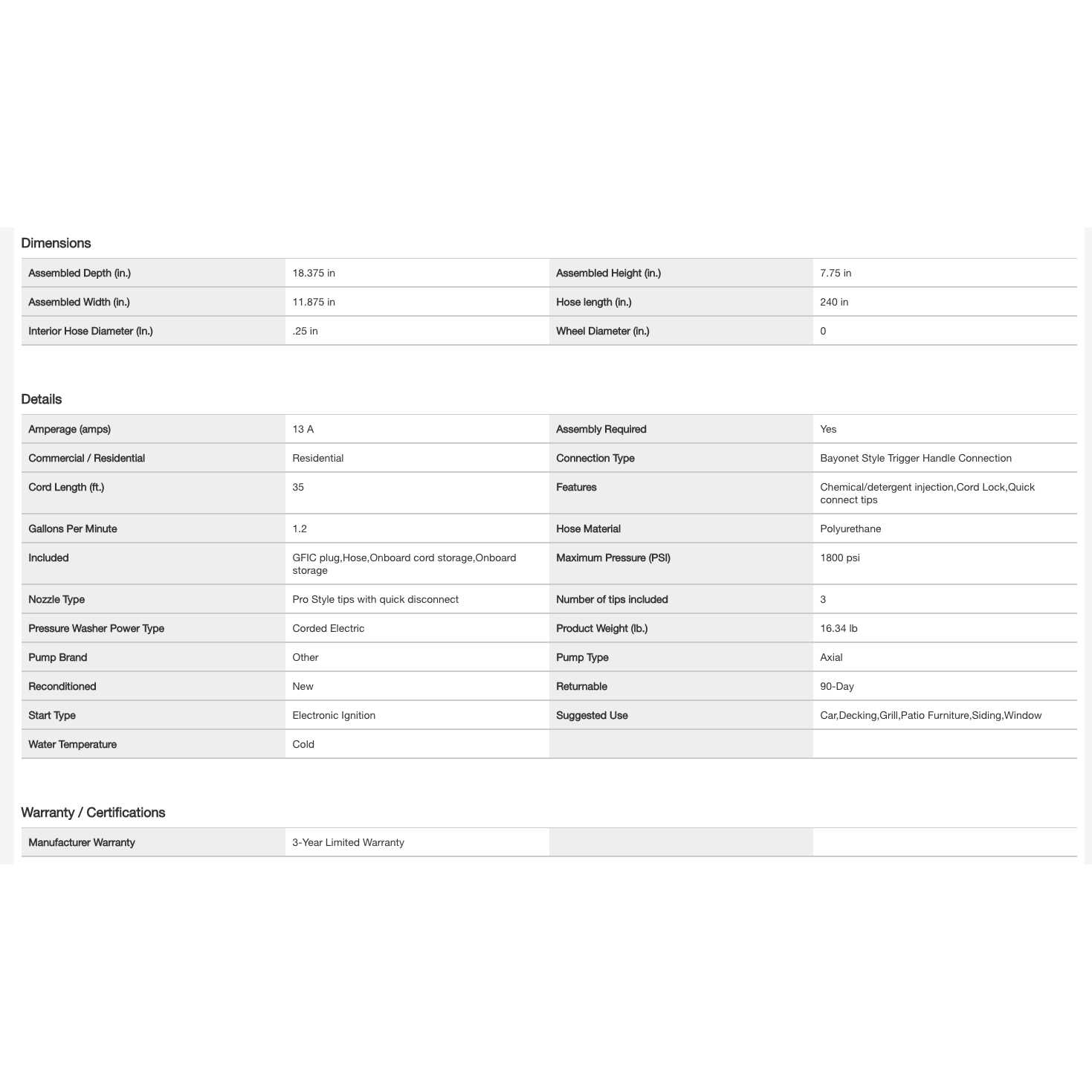 RYOBI 1800 PSI 1.2 GPM Cold Water Electric Pressure Washer - Image 4