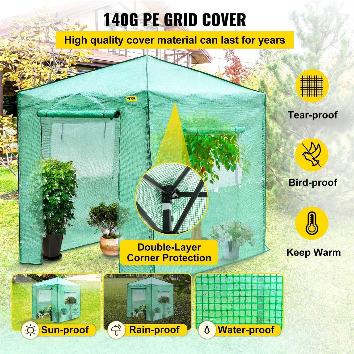 VEVOR Pop-Up Greenhouse Portable Greenhouse with Doors & Windows Set Up in Minutes - Image 5