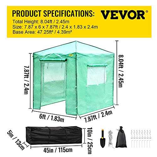 VEVOR Pop-Up Greenhouse Portable Greenhouse with Doors & Windows Set Up in Minutes - Image 5