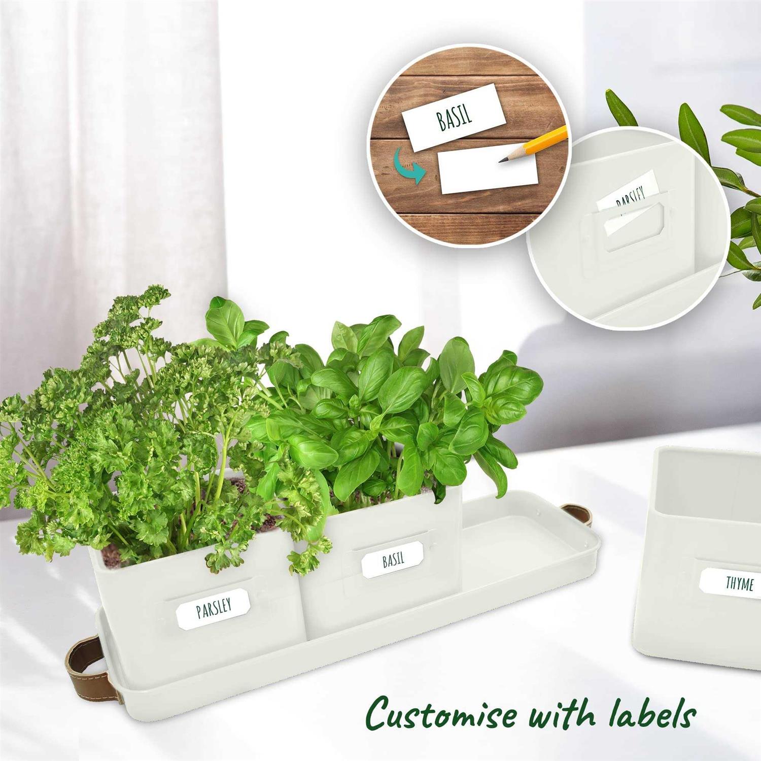 volila Window Herb Garden Planter Indoor Window Herb Planter Pots for Indoor Plants with Leather Handles and Labels - Image 2