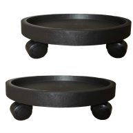 WanderingDonkey 2 Pack of 11 Inch Heavy Duty Plant Caddy with Wheels,Rolling Plant Stand Pot Trolley,Wheeled Planter Saucer Tray,Potted Flower Mover Dolly w