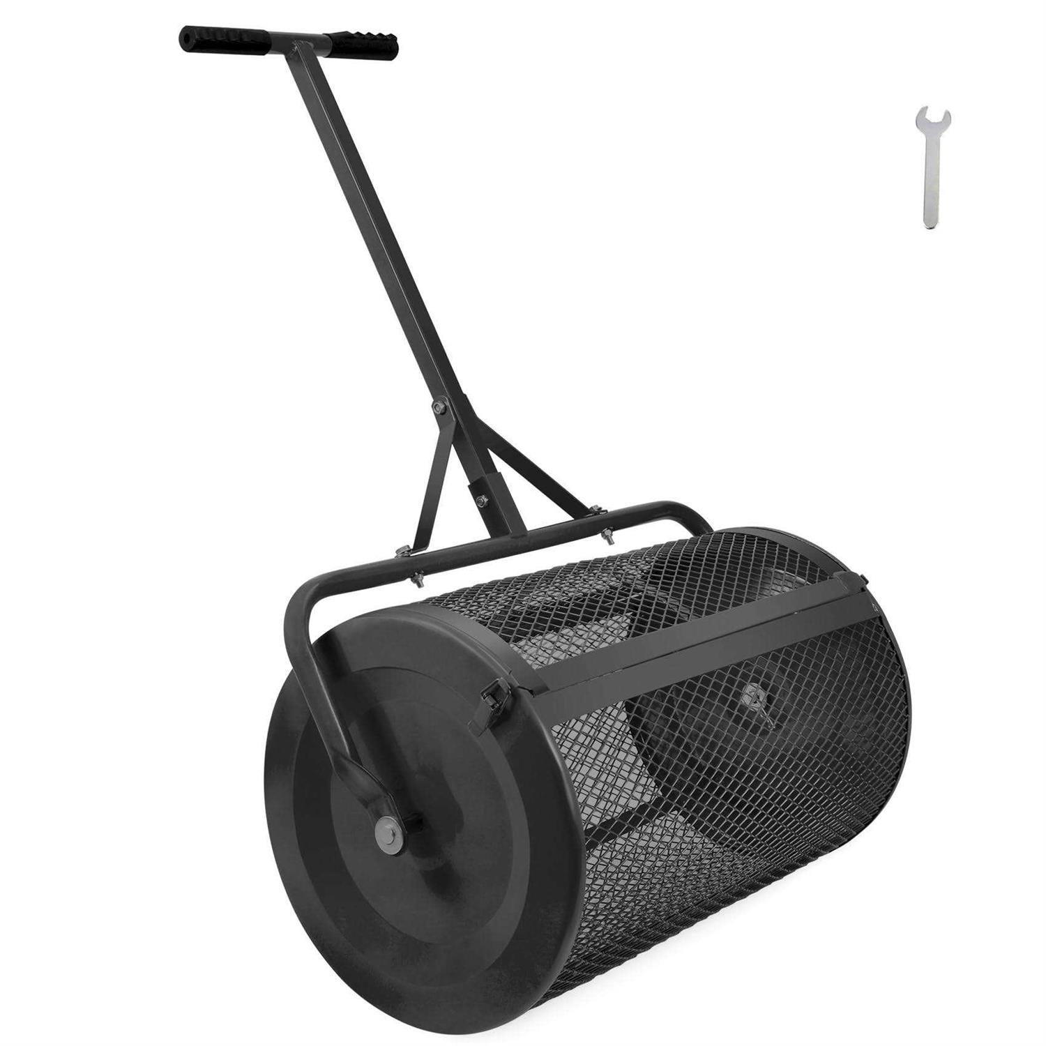 Seeutek Compost Spreader Peat Moss Spreader 24 Lawn Garden Spreader Upgraded Side Latches
