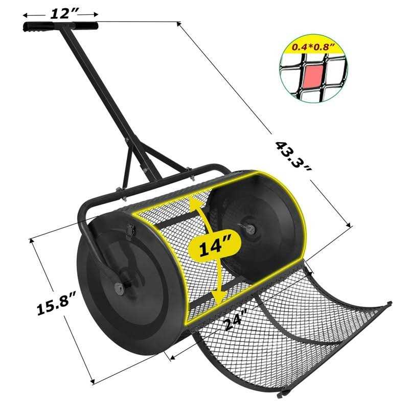 Seeutek Compost Spreader Peat Moss Spreader 24 Lawn Garden Spreader Upgraded Side Latches - Image 2