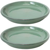 Sunnydaze Decor Glazed Ceramic Planter Saucers