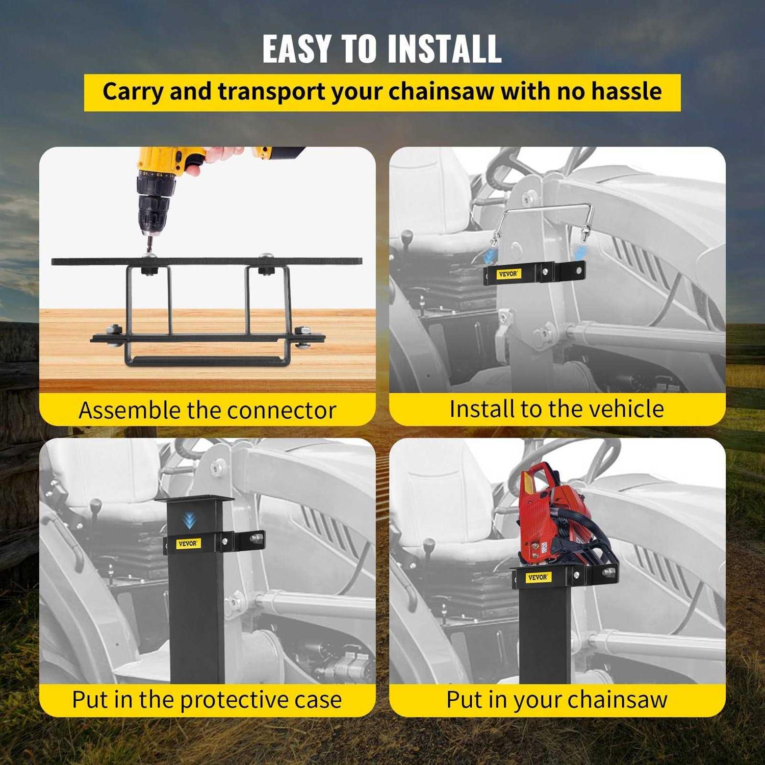 VEVOR Chainsaw Holder 21.5 x 5.1 Powder Coated Spcc Steel Tool Mount Accessories with U-Shape Bolt TYLJZTTJQBSTL94F1V0 - Image 3