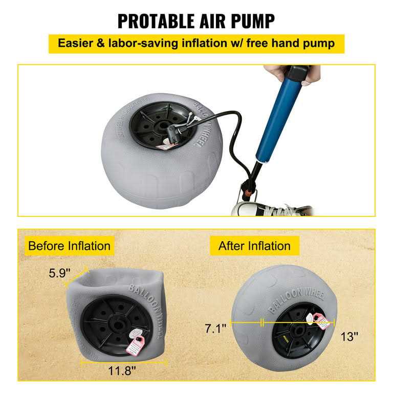 VEVOR Beach Balloon Wheels 13 Replacement Sand Tires TPU Cart Tires for Kayak Dolly Canoe Cart and Buggy w/Free Air - Image 5