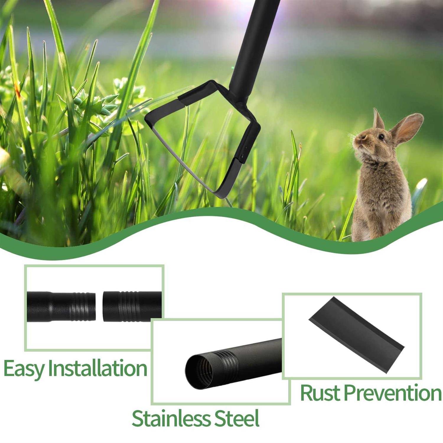 Weeding Hoe Gardening Tools Black Long Handle Heavy Duty Stainless Steel,Stirrup Hoe for Weeding and Loosening Soil - Image 4