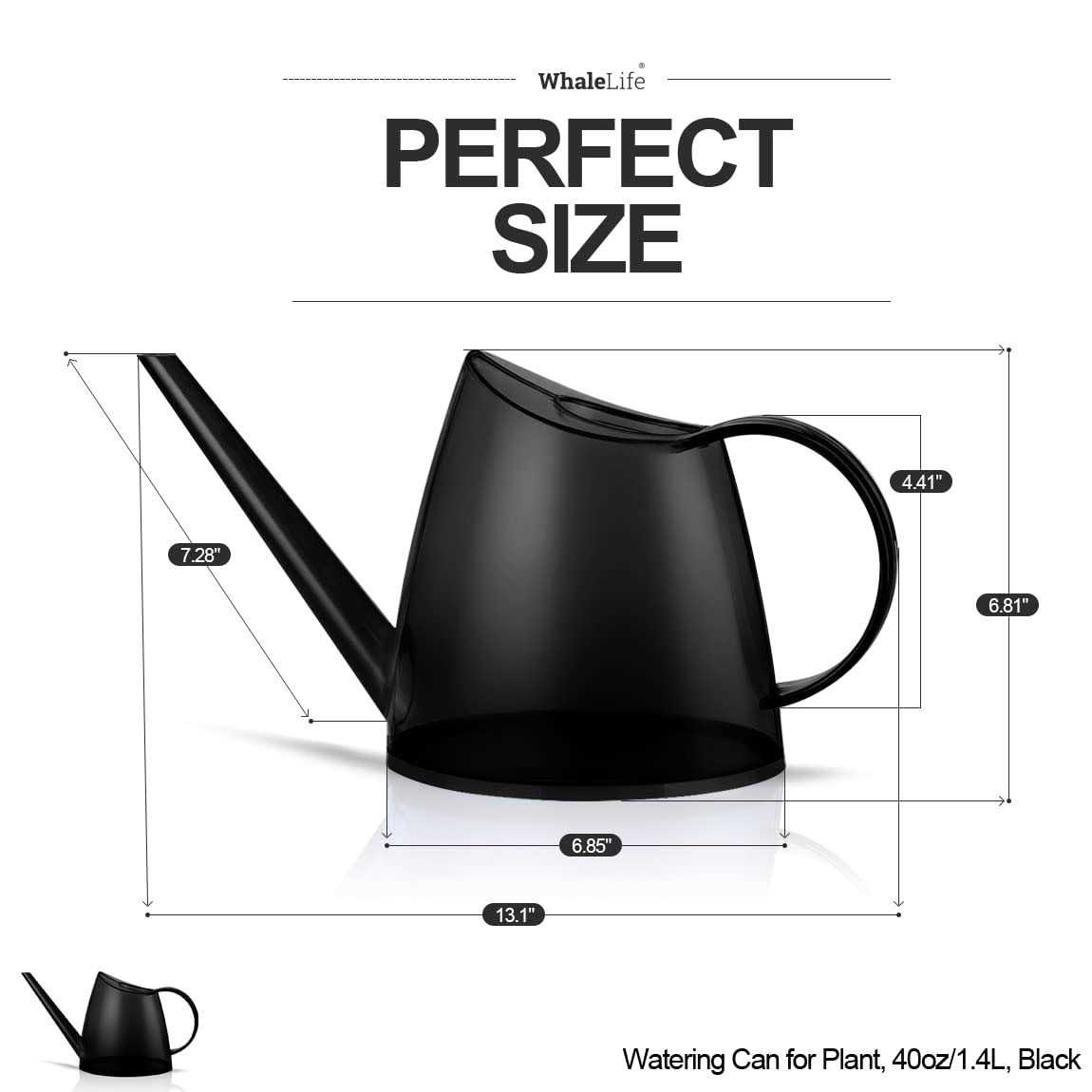 Whalelife Indoor Watering Can for House Bonsai Plants Garden Flower Long Spout 40oz - Image 3