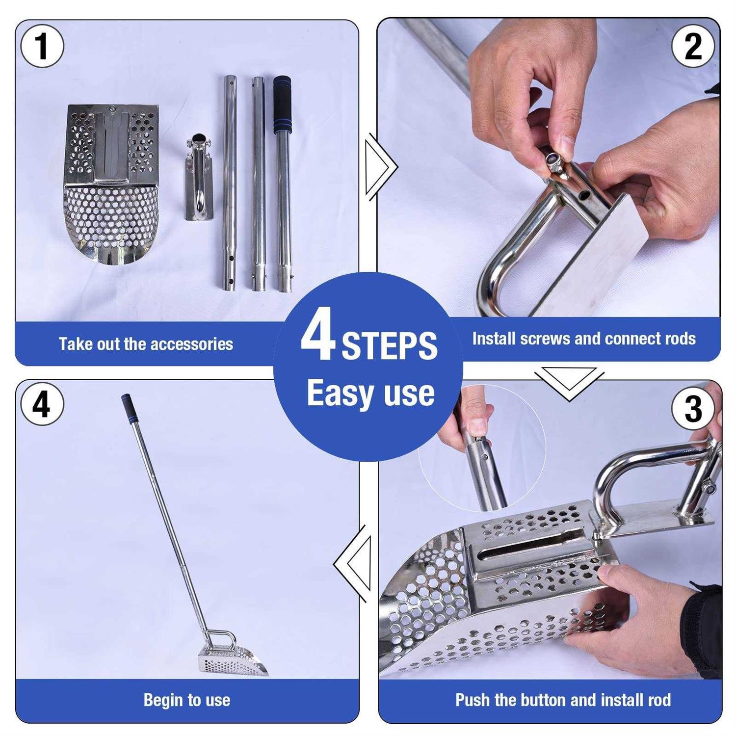 Shaledig Sand Scoop for Metal Detecting 304 Stainless Steel Shovel Scoop for Metal Detecting for Adults - Image 4