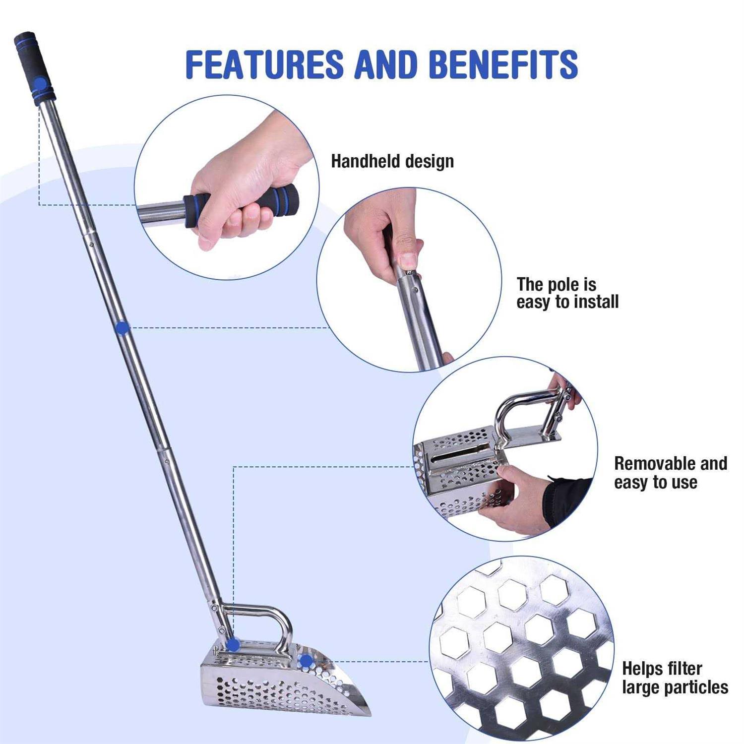 Shaledig Sand Scoop for Metal Detecting 304 Stainless Steel Shovel Scoop for Metal Detecting for Adults - Image 5