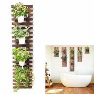 ShopLaLa Wall Planter for Climbing Plants Outdoor Wooden Hanging Living Vertical Garden Outdoor Indoor Plant Stand Large Tall Long Ladder Vinyl