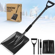 Snow Shovel, Ergonomic Car Snow Shovels with Aluminum Handle Heavy Duty Snow Removal, Portable and Utility for Cars, Home, Garden, Mud and Snowman