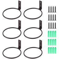 Sivya 6 Pack 4in Flower Pot Holder Ring Wall Mounted Metal Planter Hooks Hangers Wall Bracket