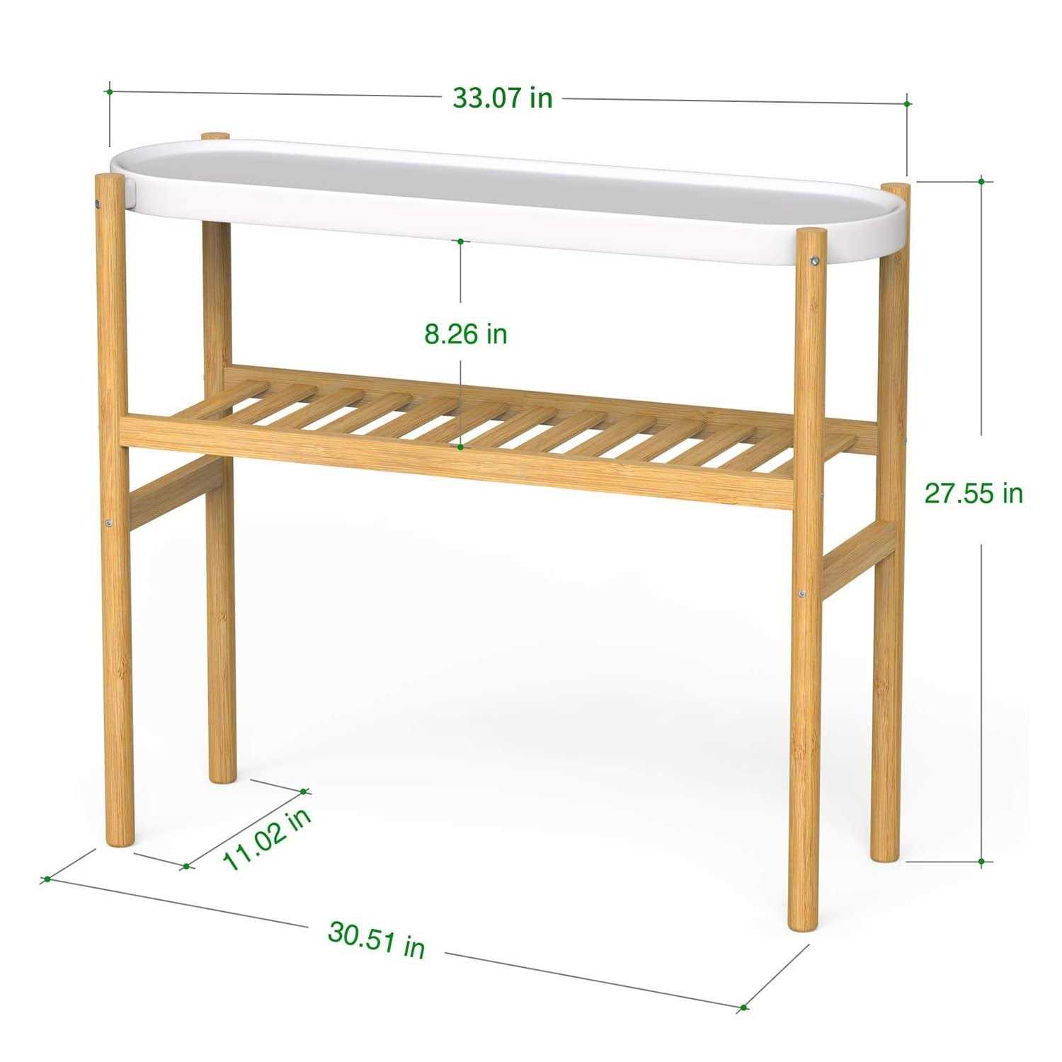 Wisuce Bamboo plant Shelf Indoor 2 Tier Tall plant Stand Table for Multiple Plants - Image 4