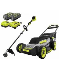 RYOBI 40V HP Brushless 20 in. Cordless Battery Walk Behind Push Mower & String Trimmer with Batteries and Chargers