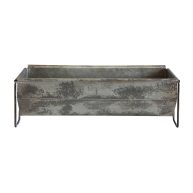 Storied Home Metal Trough Container with Distressed Zinc Finish