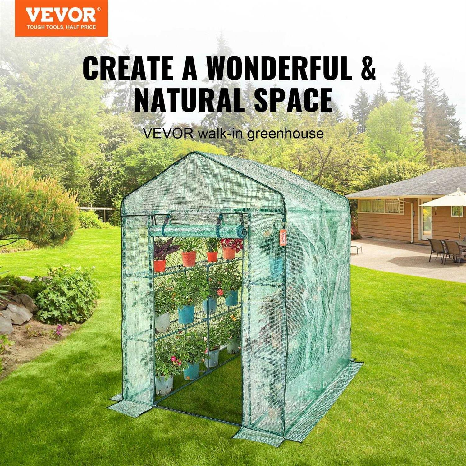 VEVOR Walk-in Greenhouse Portable Green House with Shelves - Image 4