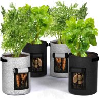 Utopia Home 10-Gallon Potato Grow Bags Pack Foldable, Breathable, and Non-Woven Vegetable Planters – Easy to Move Gardening Pots