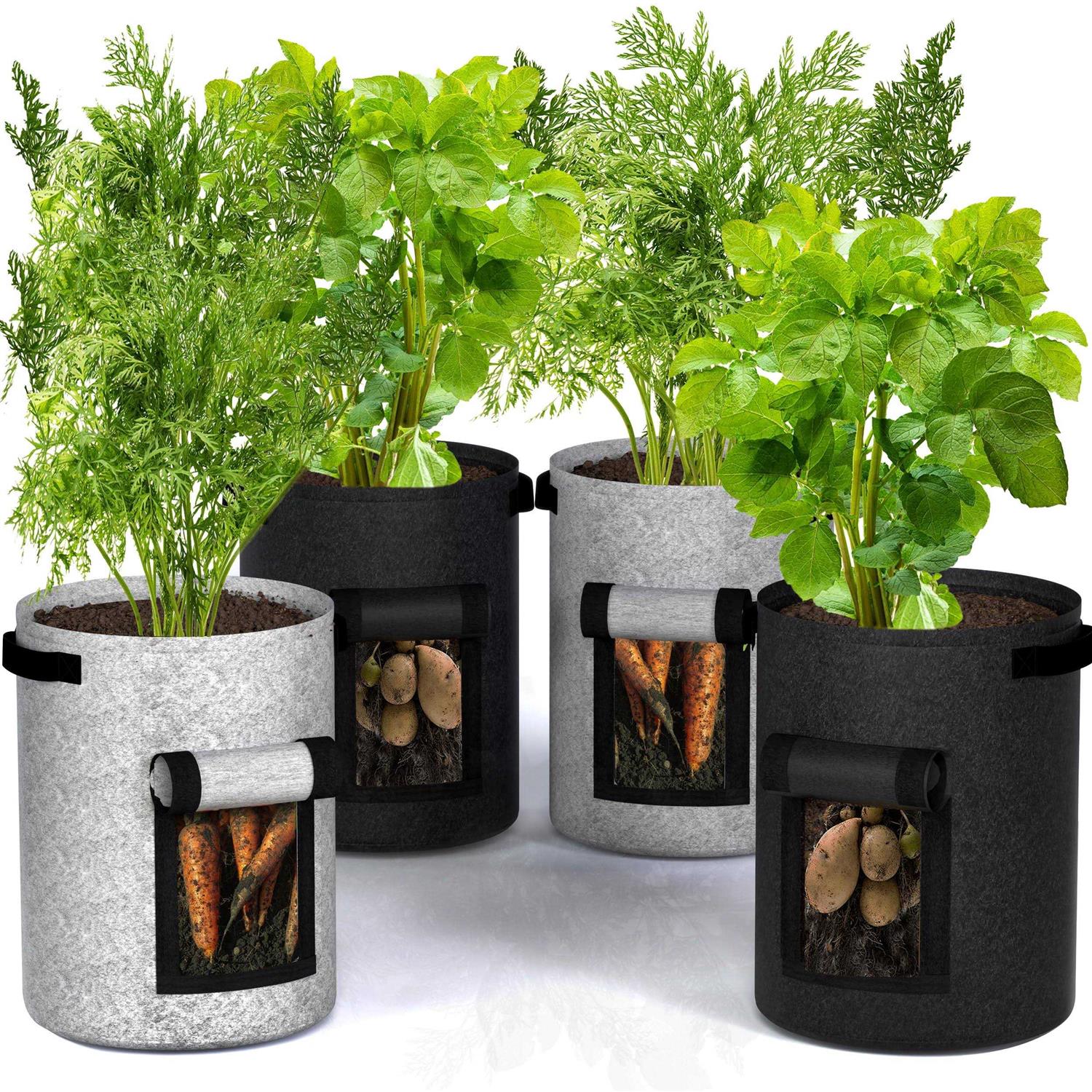 Utopia Home 10-Gallon Potato Grow Bags Pack Foldable, Breathable, and Non-Woven Vegetable Planters – Easy to Move Gardening Pots