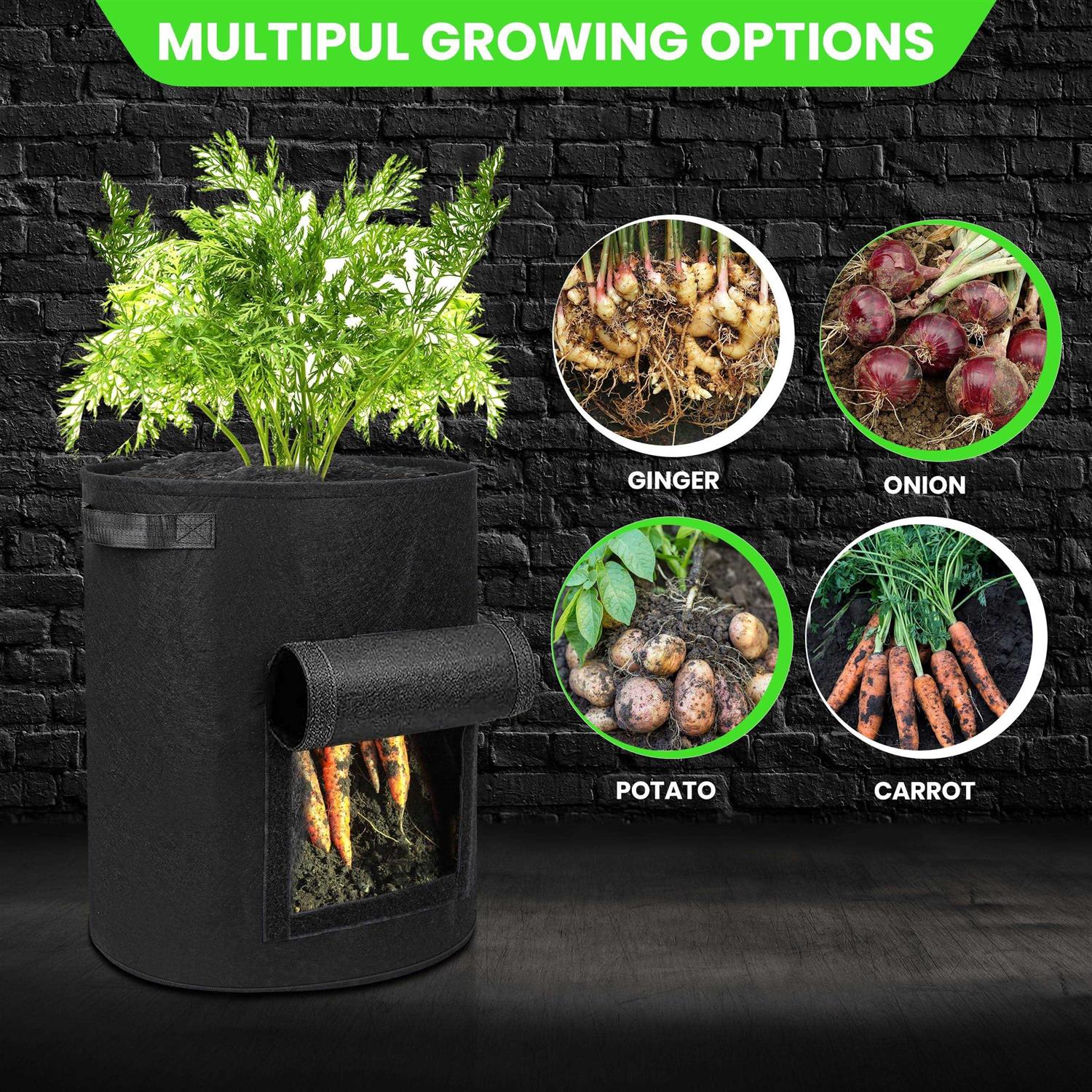 Utopia Home 10-Gallon Potato Grow Bags Pack Foldable, Breathable, and Non-Woven Vegetable Planters – Easy to Move Gardening Pots - Image 2