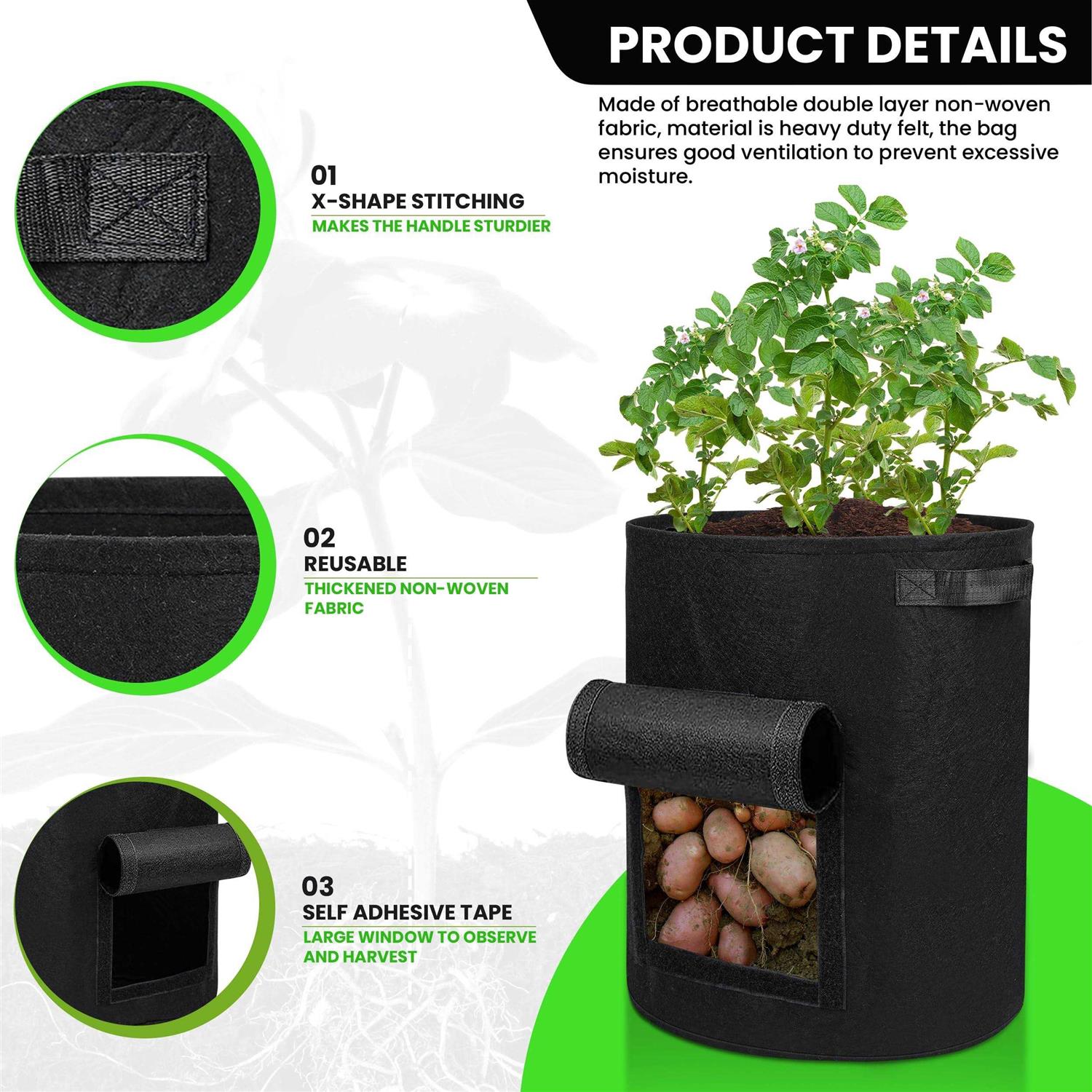 Utopia Home 10-Gallon Potato Grow Bags Pack Foldable, Breathable, and Non-Woven Vegetable Planters – Easy to Move Gardening Pots - Image 3