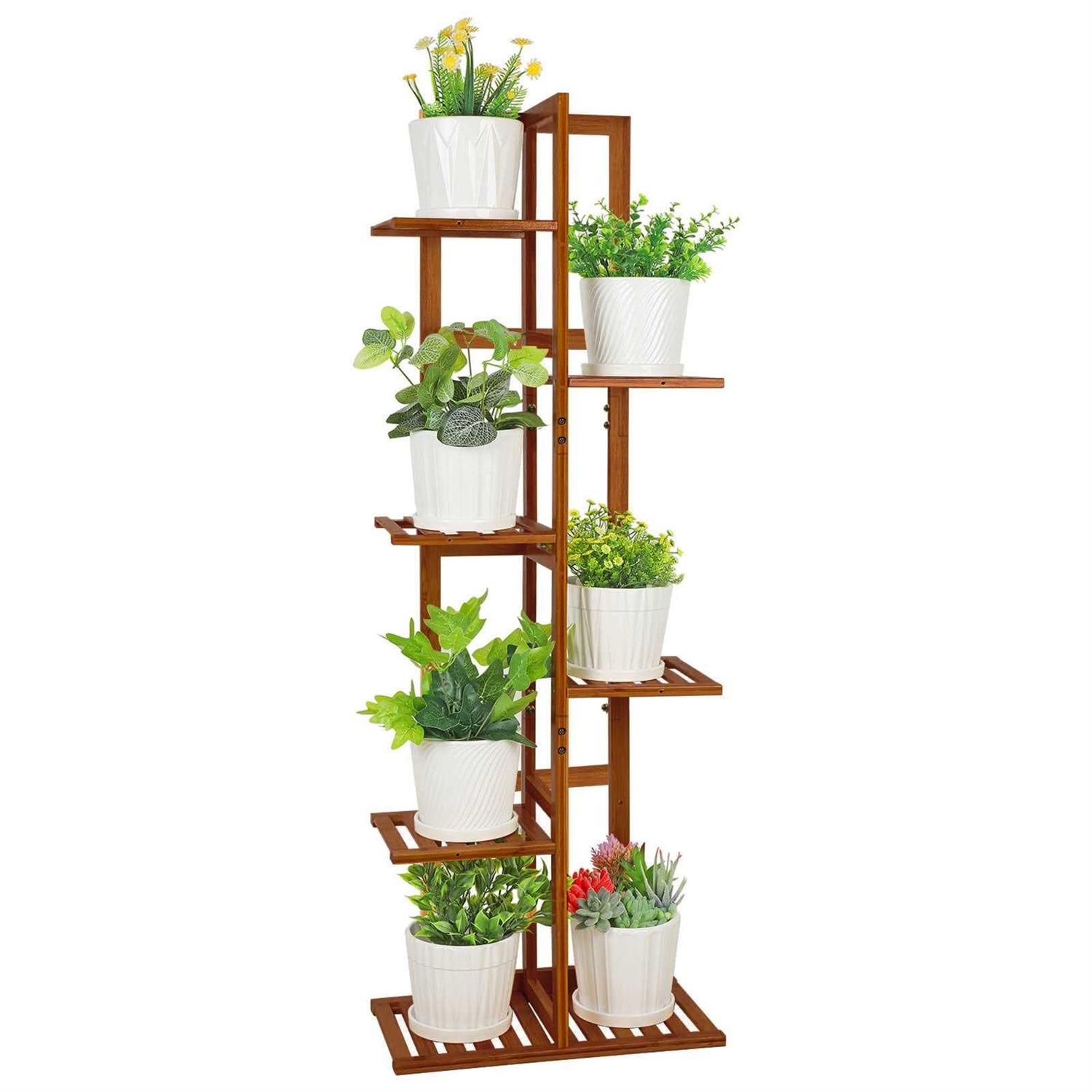 ROSSNY Bamboo Plant Stand Plant Stands for Indoor Tall Plant Rack 6 Tier Plant Stand