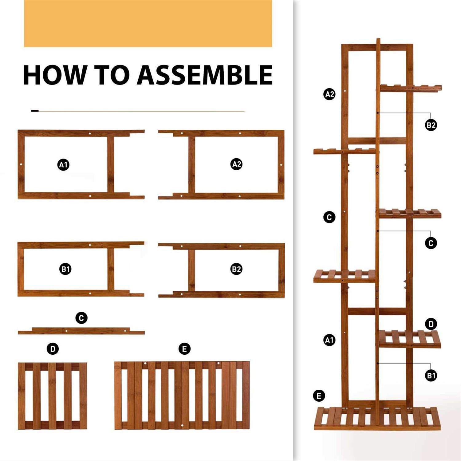 ROSSNY Bamboo Plant Stand Plant Stands for Indoor Tall Plant Rack 6 Tier Plant Stand - Image 2