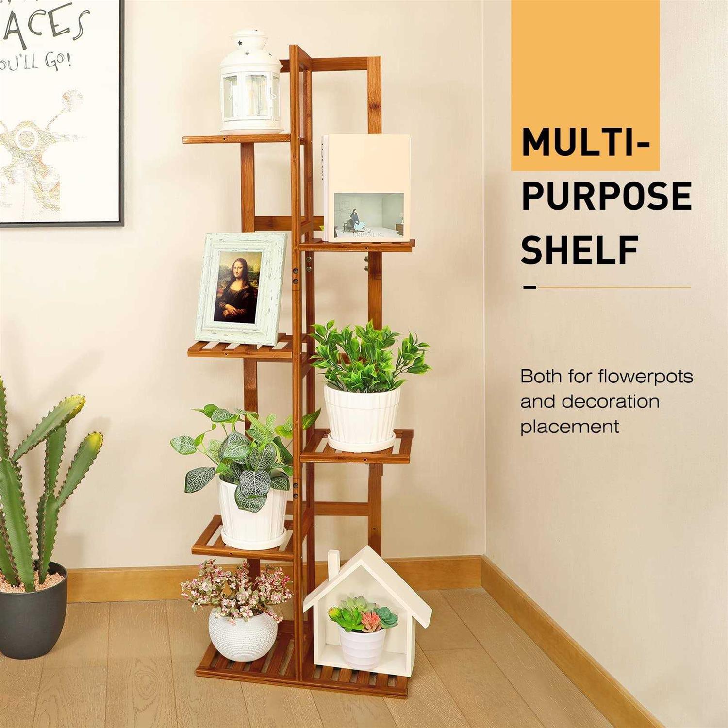 ROSSNY Bamboo Plant Stand Plant Stands for Indoor Tall Plant Rack 6 Tier Plant Stand - Image 5