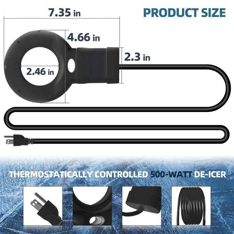 SLASHCOOL Upgraded 500-Watt De-Icer Submergible Cast Aluminum Utility De-Icer - Image 2