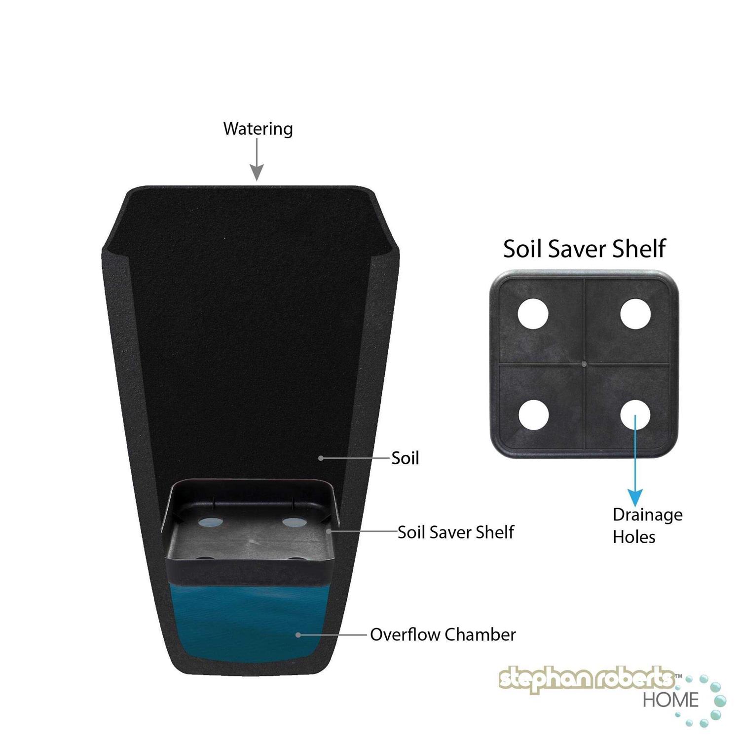 Stephan Roberts Rectangle 22 Inch Tall Planters Durable Lightweight Indoor Outdoor Planting Pots with Soil Saver Shelf/Drainage Holes - Image 5