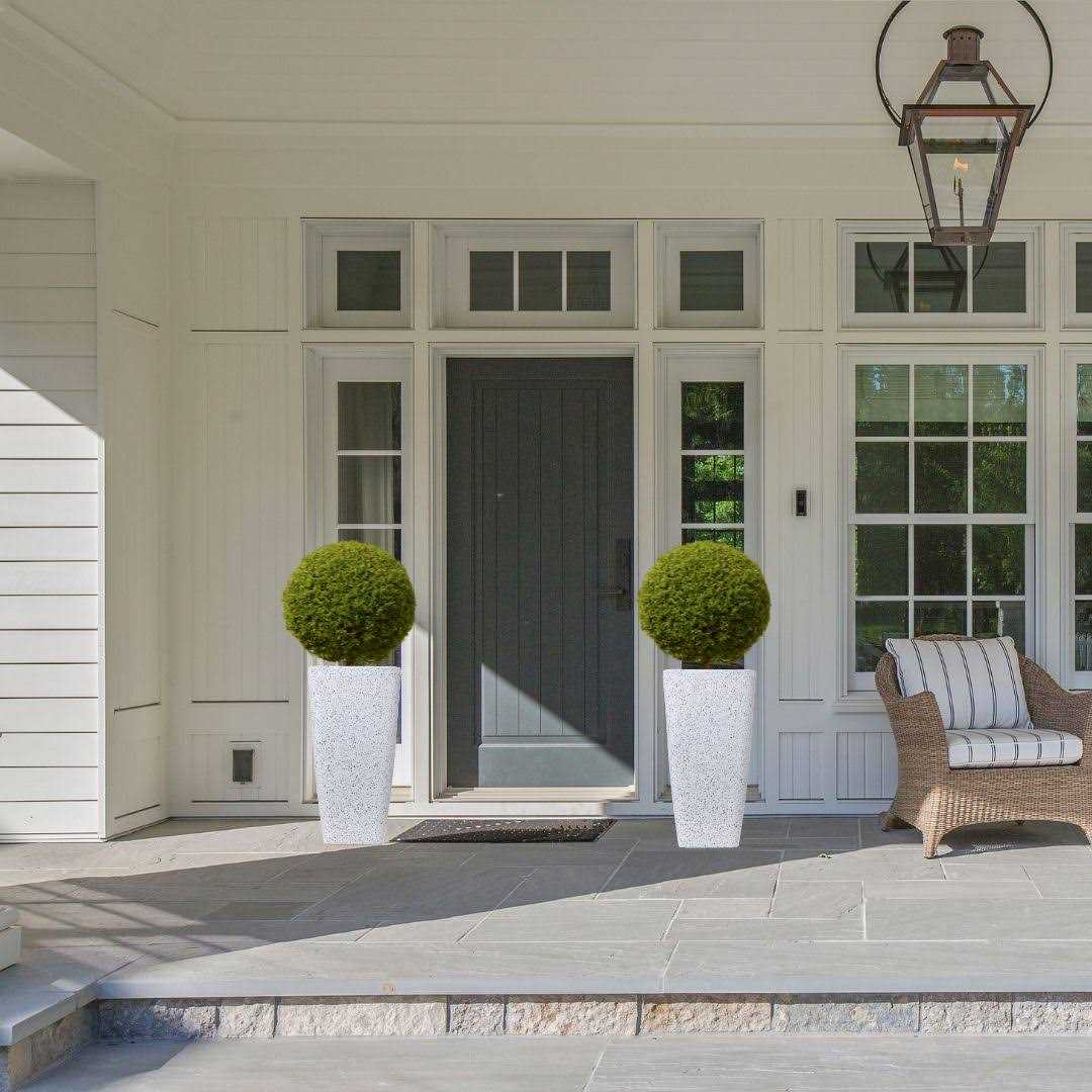 Stephan Roberts Rectangle 22 Inch Tall Planters Durable Lightweight Indoor Outdoor Planting Pots with Soil Saver Shelf/Drainage Holes