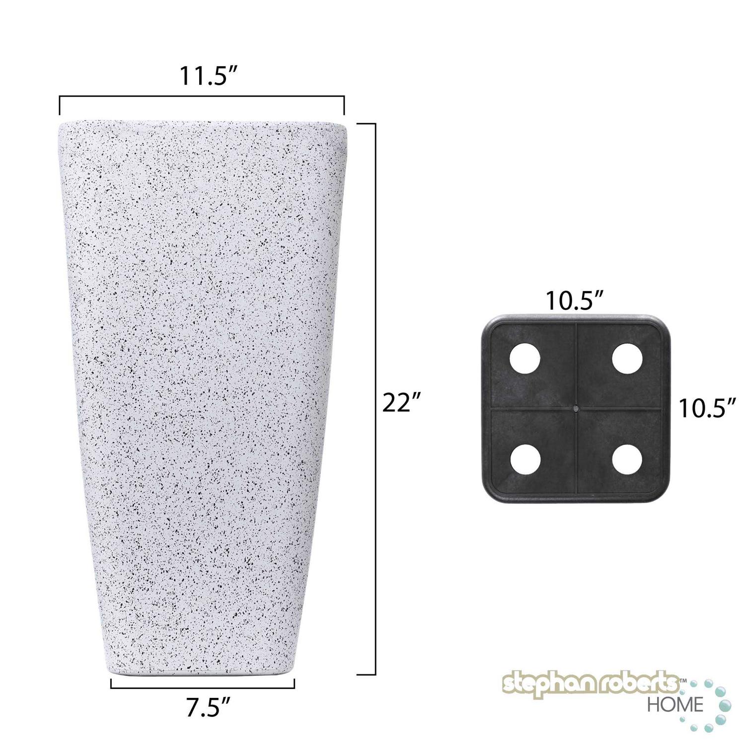 Stephan Roberts Rectangle 22 Inch Tall Planters Durable Lightweight Indoor Outdoor Planting Pots with Soil Saver Shelf/Drainage Holes - Image 3