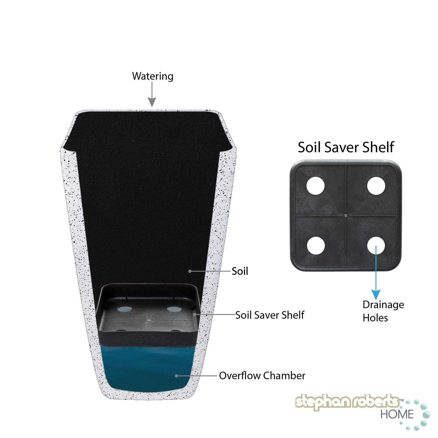 Stephan Roberts Rectangle 22 Inch Tall Planters Durable Lightweight Indoor Outdoor Planting Pots with Soil Saver Shelf/Drainage Holes - Image 4