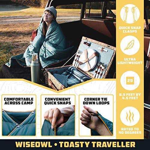Wise Owl Outfitters Camping Blanket Packable & Waterproof Warm Camping Quilt - Image 2
