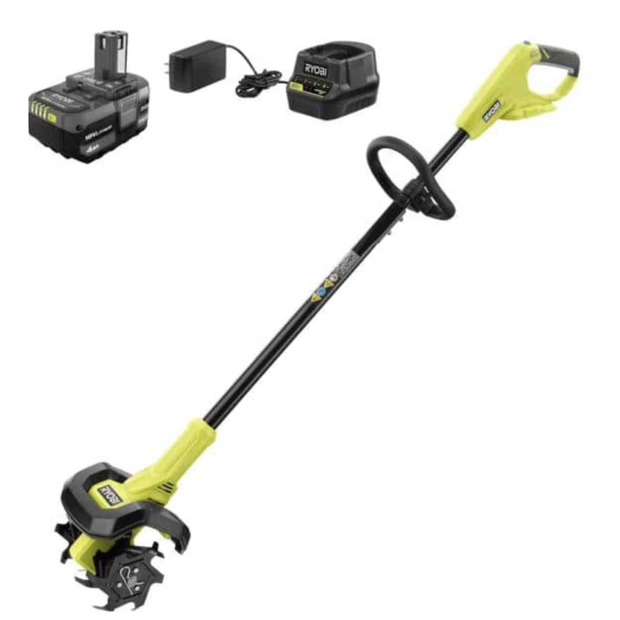 Ryobi ONE+ 18V 8 in. Cordless Cultivator with 4.0 Ah Battery and Charger