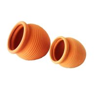 Set of 2 Different Size Natural Terracotta Fallen Pots or Hanging Pots