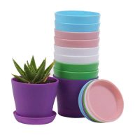 TDHDIKE 10 Pcs Plastic Planters Indoor Pots Mini Flower Seedlings Nursery Flower Pot with Pallet