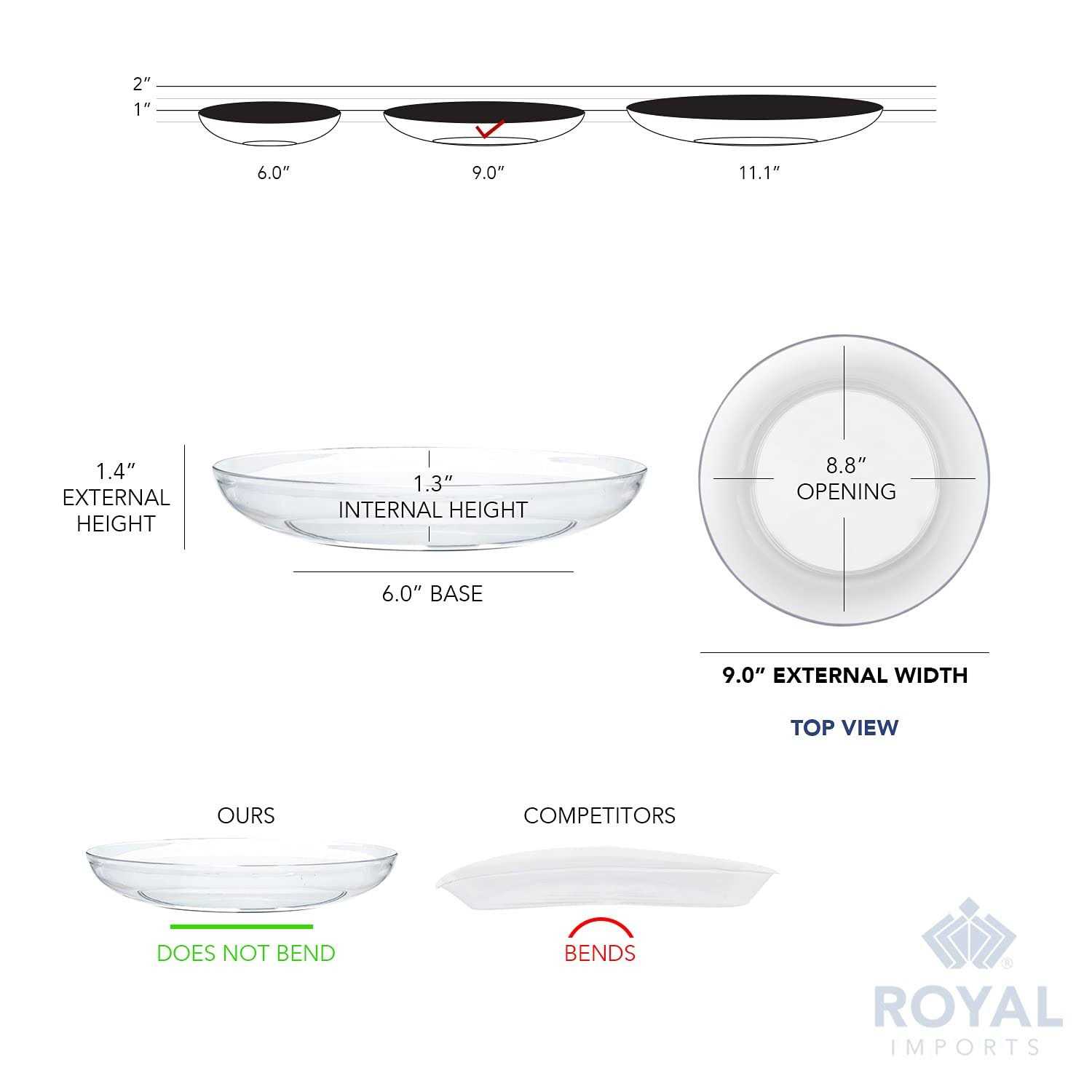 Royal Imports Clear Plastic Saucer Plant Drip Tray, Low Pie Plate, Floral Flower Dish, Wedding, Party, Home and Holiday Decor - Image 3