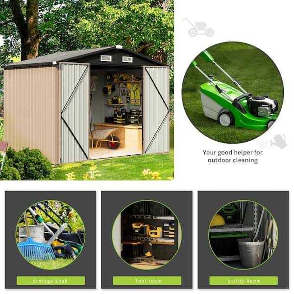 Sizzim 8 ft. W x 6 ft. D Metal Storage Shed for Garden and Backyard - Image 2