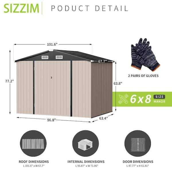 Sizzim 8 ft. W x 6 ft. D Metal Storage Shed for Garden and Backyard - Image 5