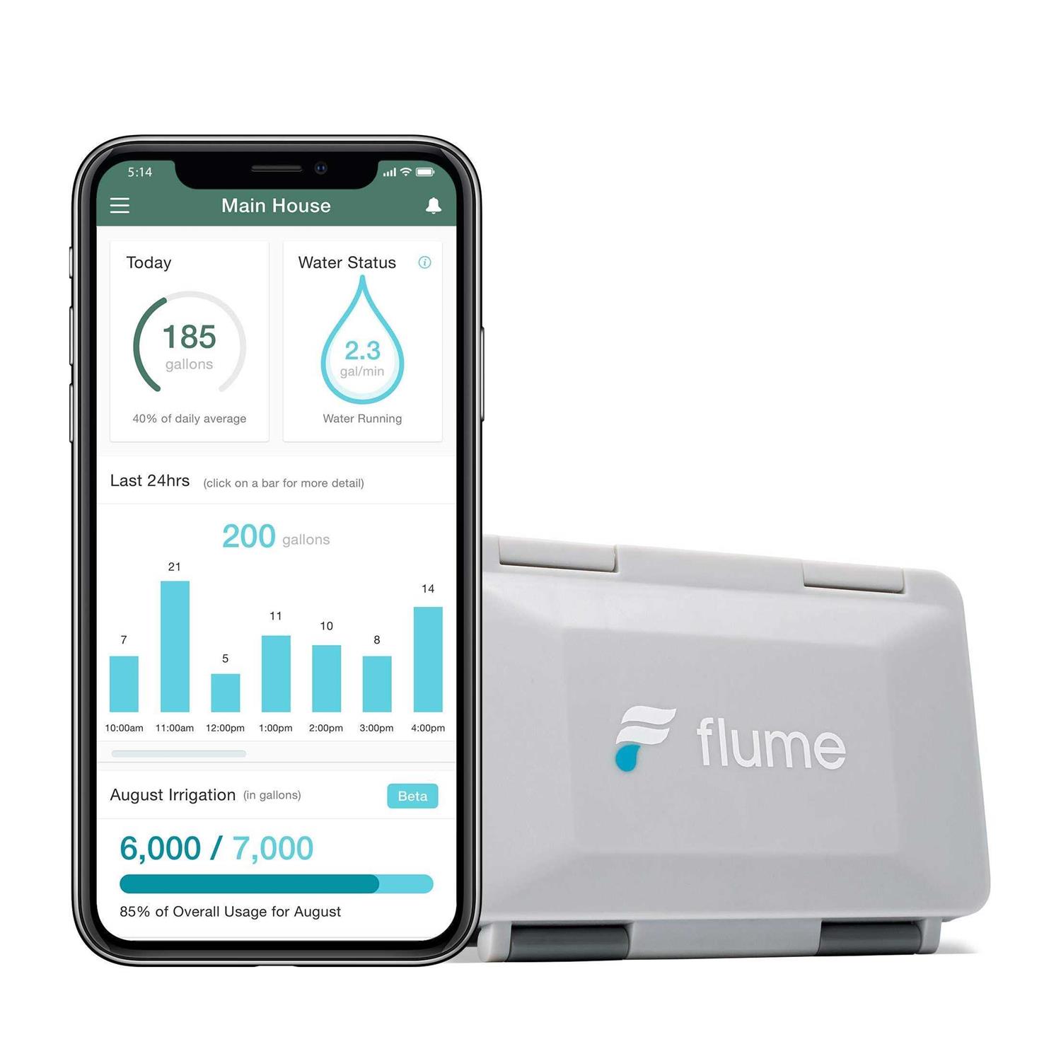 Flume 2 Smart Home Water Monitor & Water Leak Detector Detect Water Leaks Before They Cause Damage. Monitor Your Water Use to Reduce Waste & Save