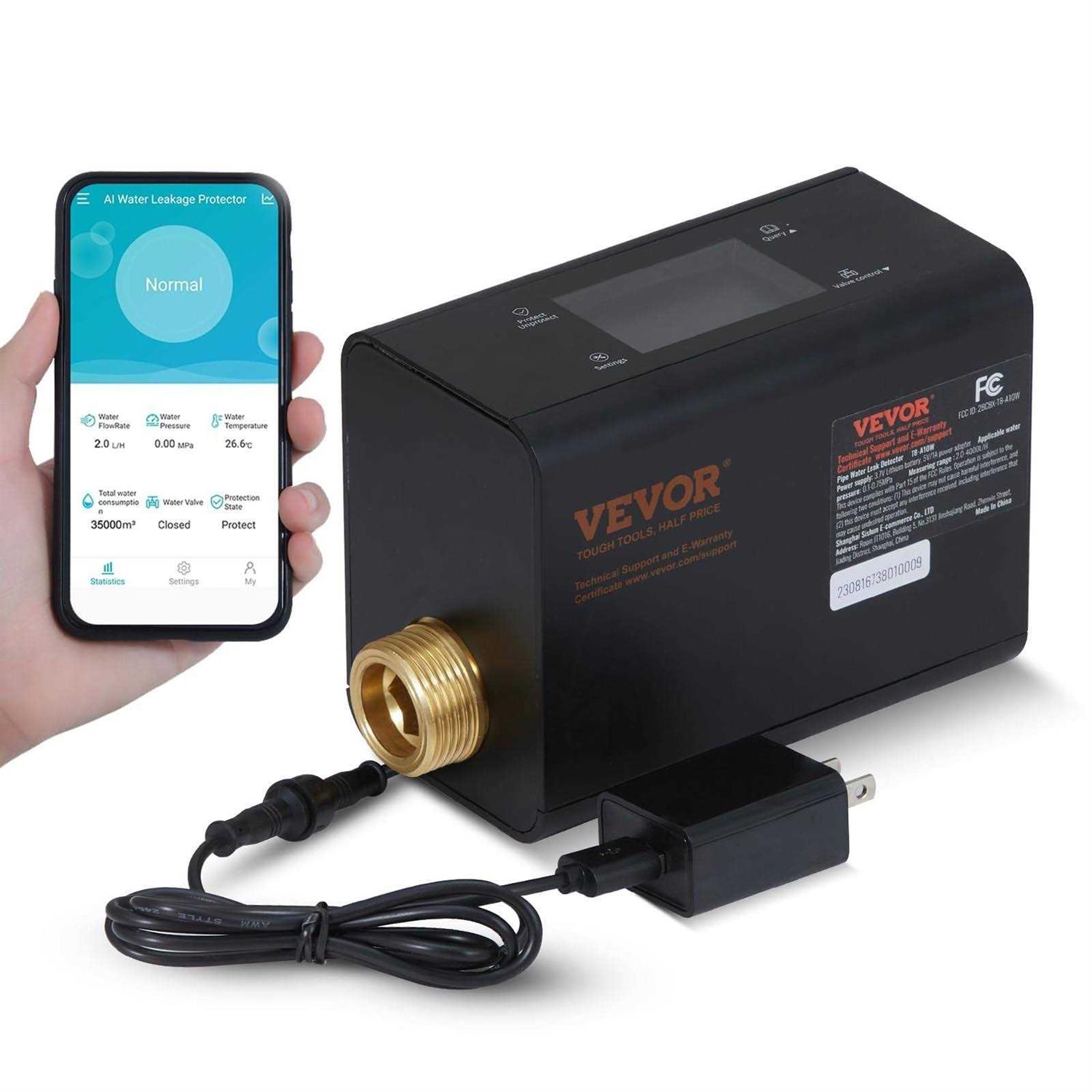 VEVOR WI-FI Smart Water Monitor and Automatic Shutoff Detector