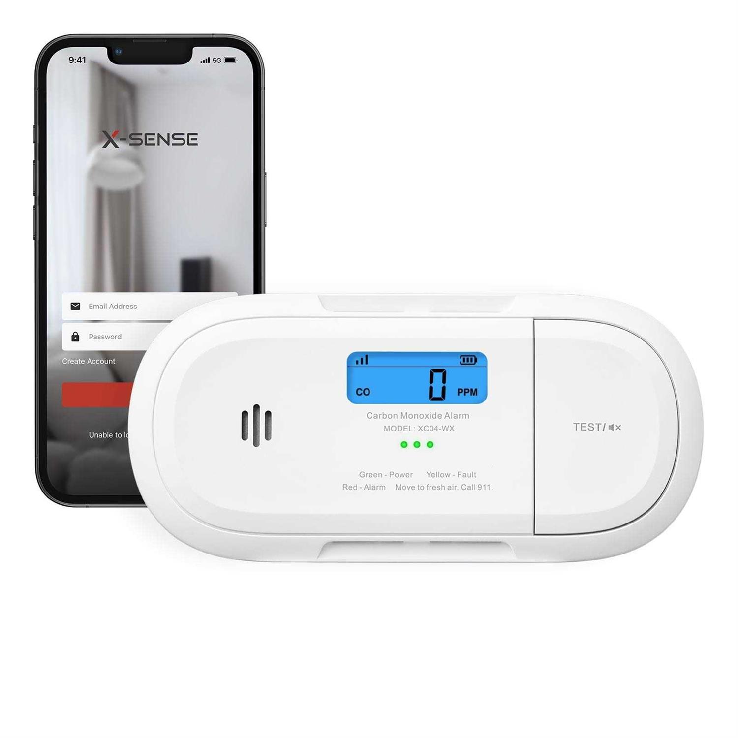 Smart Carbon Monoxide Detector X-Sense Wi-Fi CO Detector Real-Time Push Notifications via X-Sense Home Security App