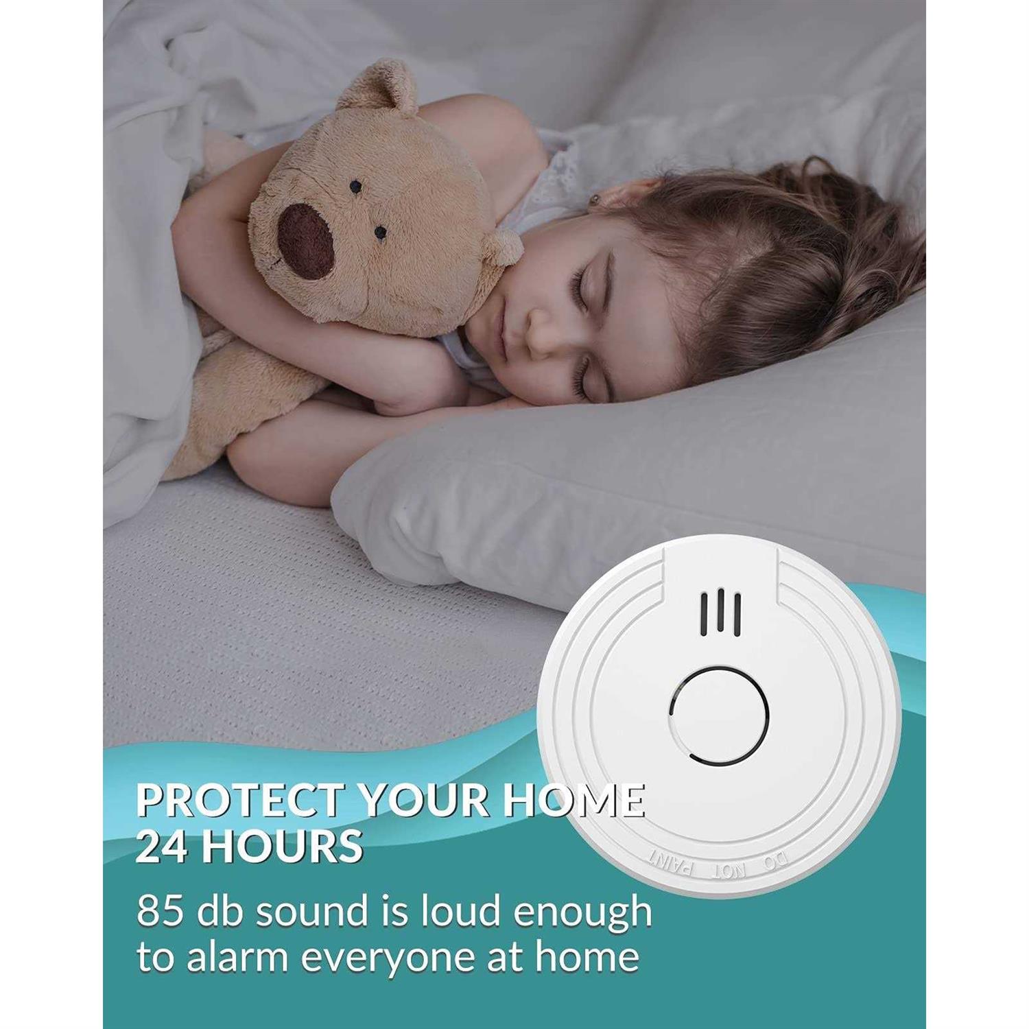 Ecoey Smoke Alarm Fire Detector, Battery Photoelectric Smoke Detector with Test Button and Low Battery Signal - Image 2