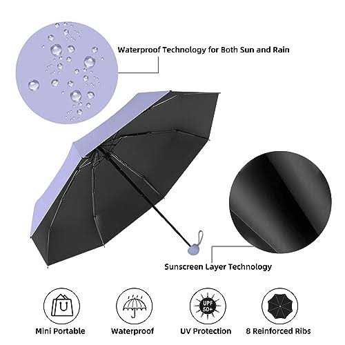 Trenovo Travel Umbrella Mini Folding Compact Umbrella with Case 8 Ribs Lightweight Portable Umbrella - Image 3